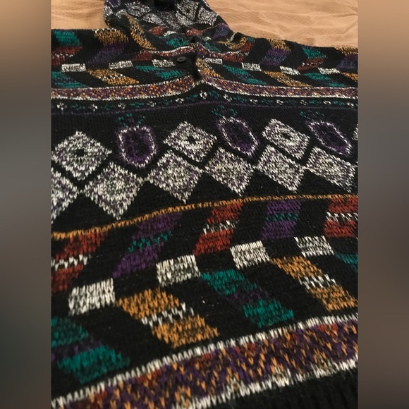 RARE FLUID International Retro Geometric Knit Hooded Sweater - XL - Picture 2 of 8